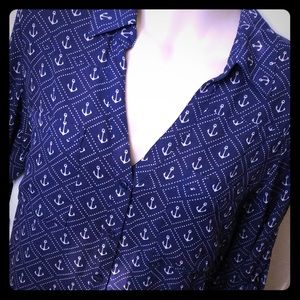 EUC Express Portofino shirt Anchor Print Med
